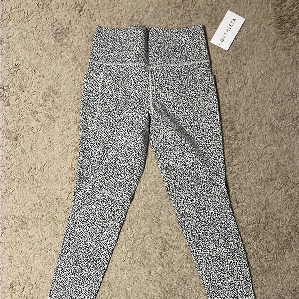 Athleta Black and White Leggings with Wide Waistband and Full-Length Design - Picture 2 of 3